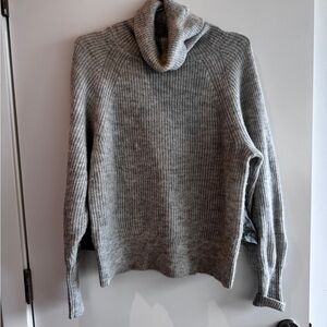 Quince Gray Ribbed Turtleneck Sweater